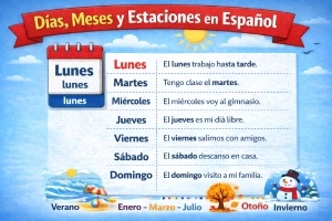 روزهای هفته، ماه‌ها و فصل‌ها به زبان اسپانیایی (تلفظ +مثال کاربردی)