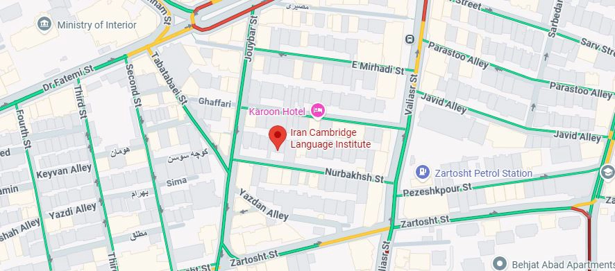 لوکیشن آموزشگاه زبان ایران کمبریج