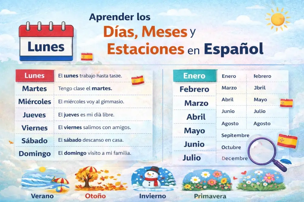 روزهای هفته به اسپانیایی با تلفظ