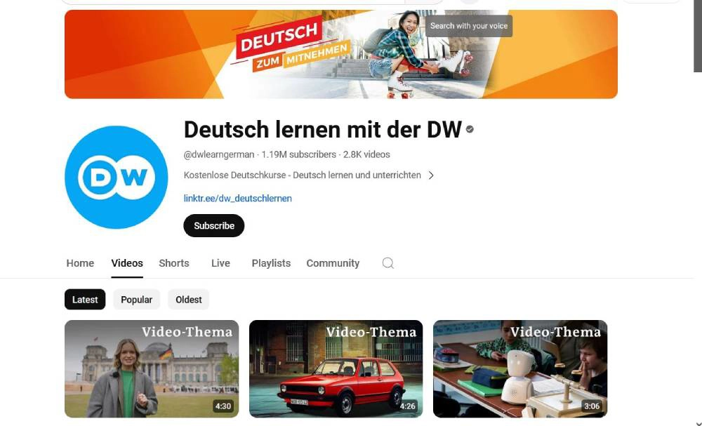 کانال یوتیوب Deutsch lernen mit der DW