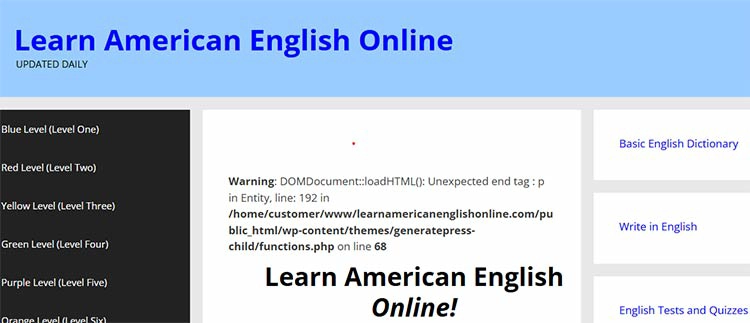 وبسایت Learn American English Online