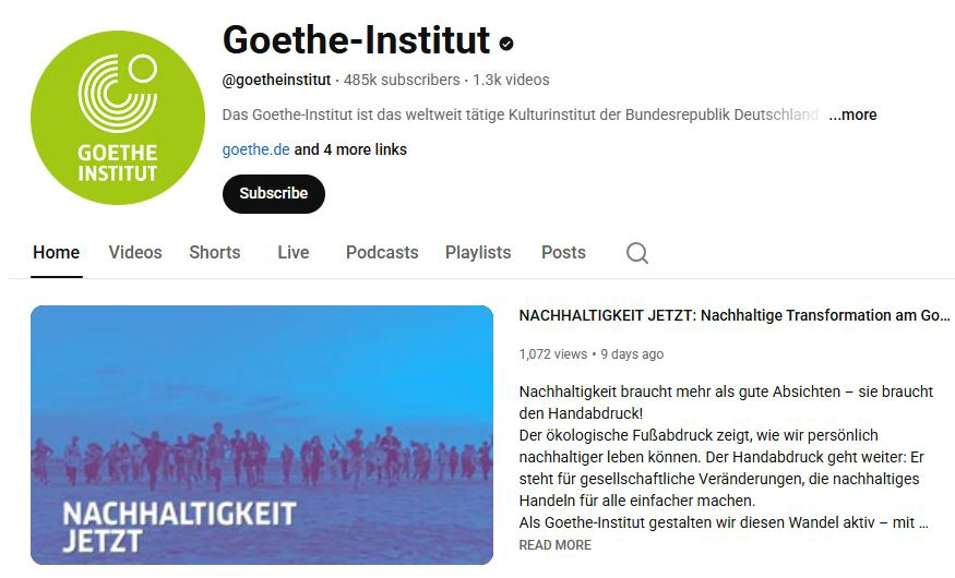 کانال یوتیوب Goethe Institute