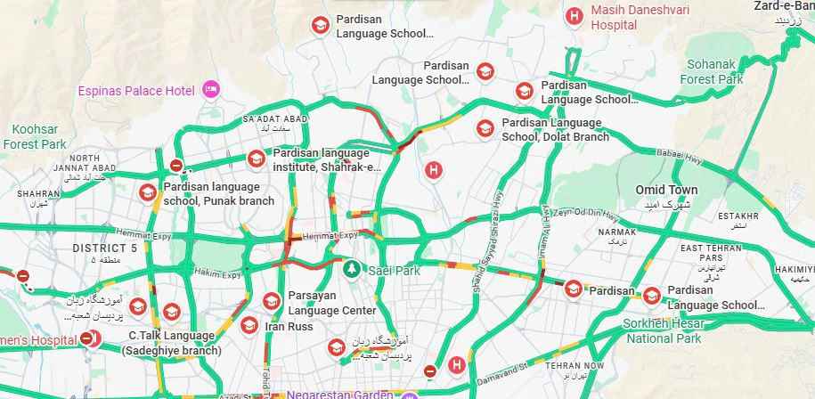 لوکیشن آموزشگاه زبان پردیسان