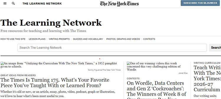 وبسایت The Learning Network