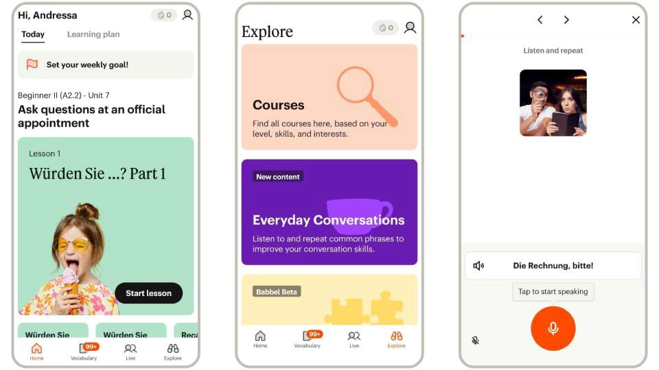 اپ Babbel برای آموزش آلمانی